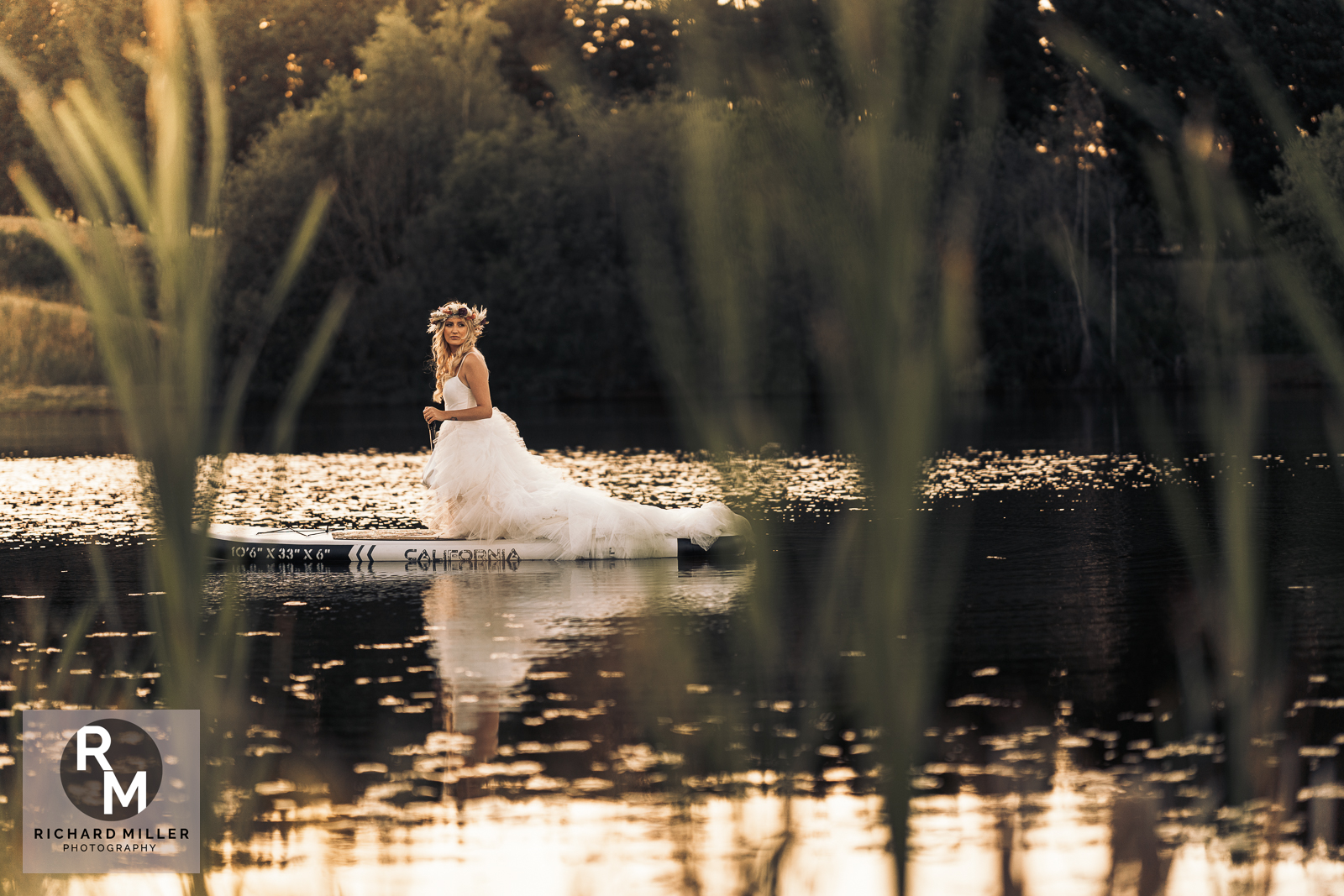 Bride on a paddleboard